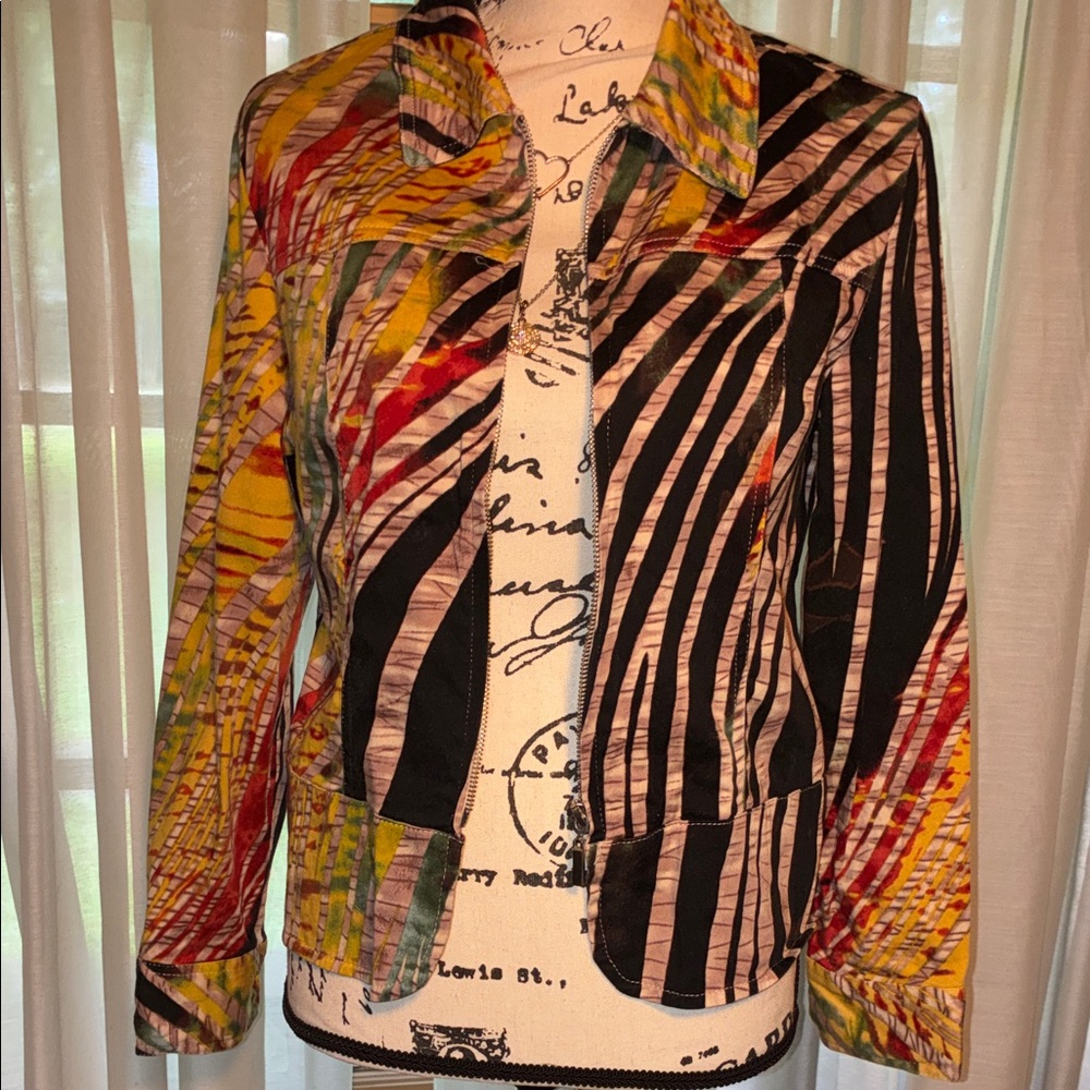 Colorful Abstract Striped Zippered Jacket